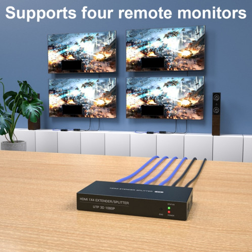 L'extension de distribution POC du répartiteur HDMI 60 m 1x4 prend en charge 1080P @ 60 Hz, prise : prise AU SP9504574-08